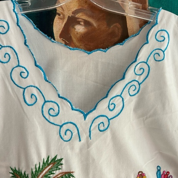 Vintage Mexican Day Of The Dead Maxi Dress with Colorful Embroidery Free Size - Picture 6 of 15